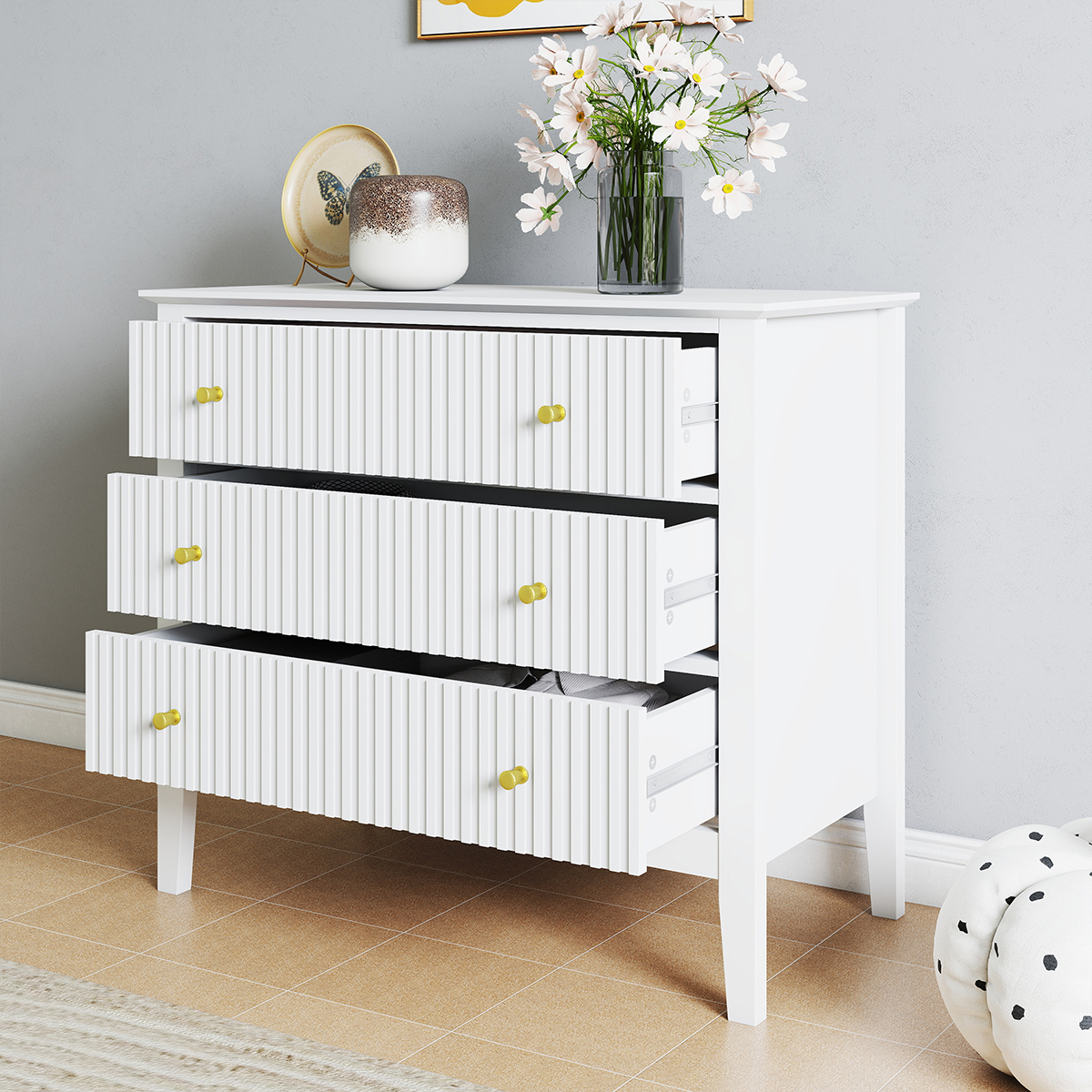 3 Drawer Chest of Drawers - Hales White Range