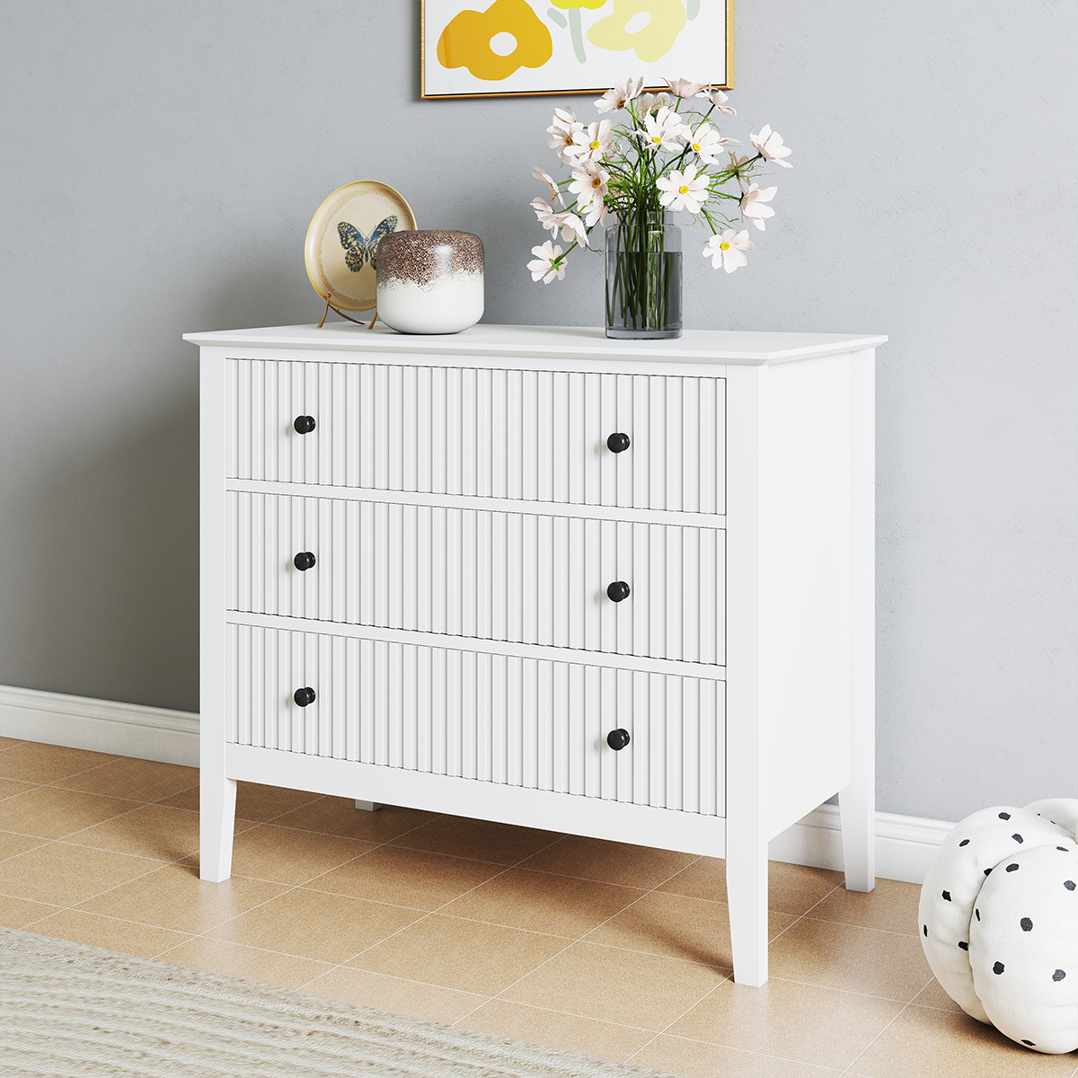 3 Drawer Chest of Drawers - Hales White Range