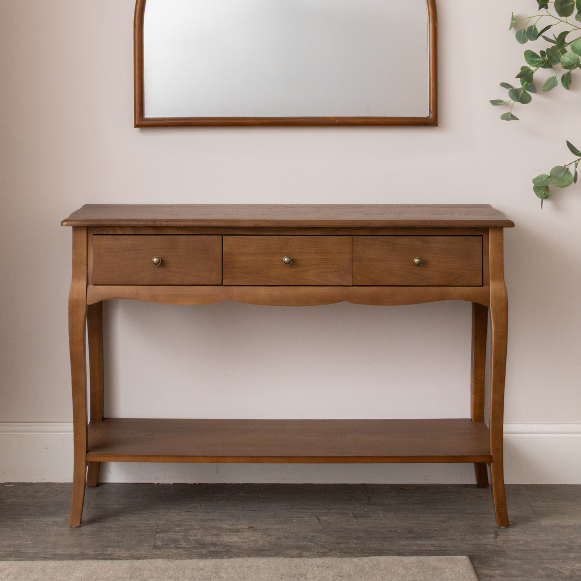 3 Drawer Dark Wood Console Table with Shelf - Ashwell Range