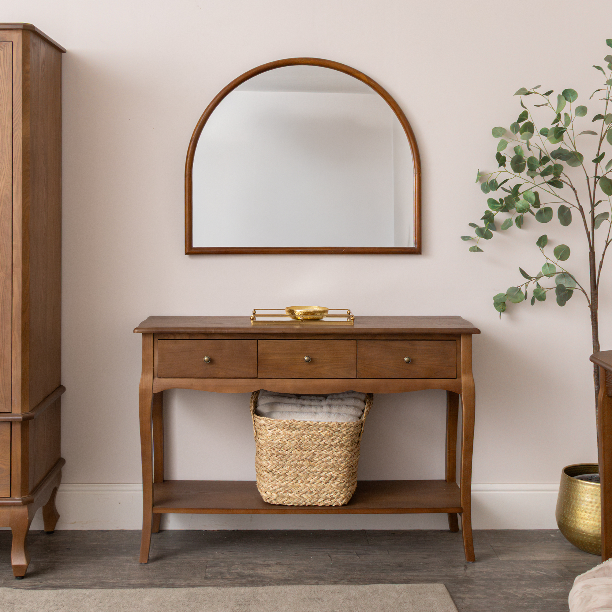 3 Drawer Dark Wood Console Table with Shelf - Ashwell Range
