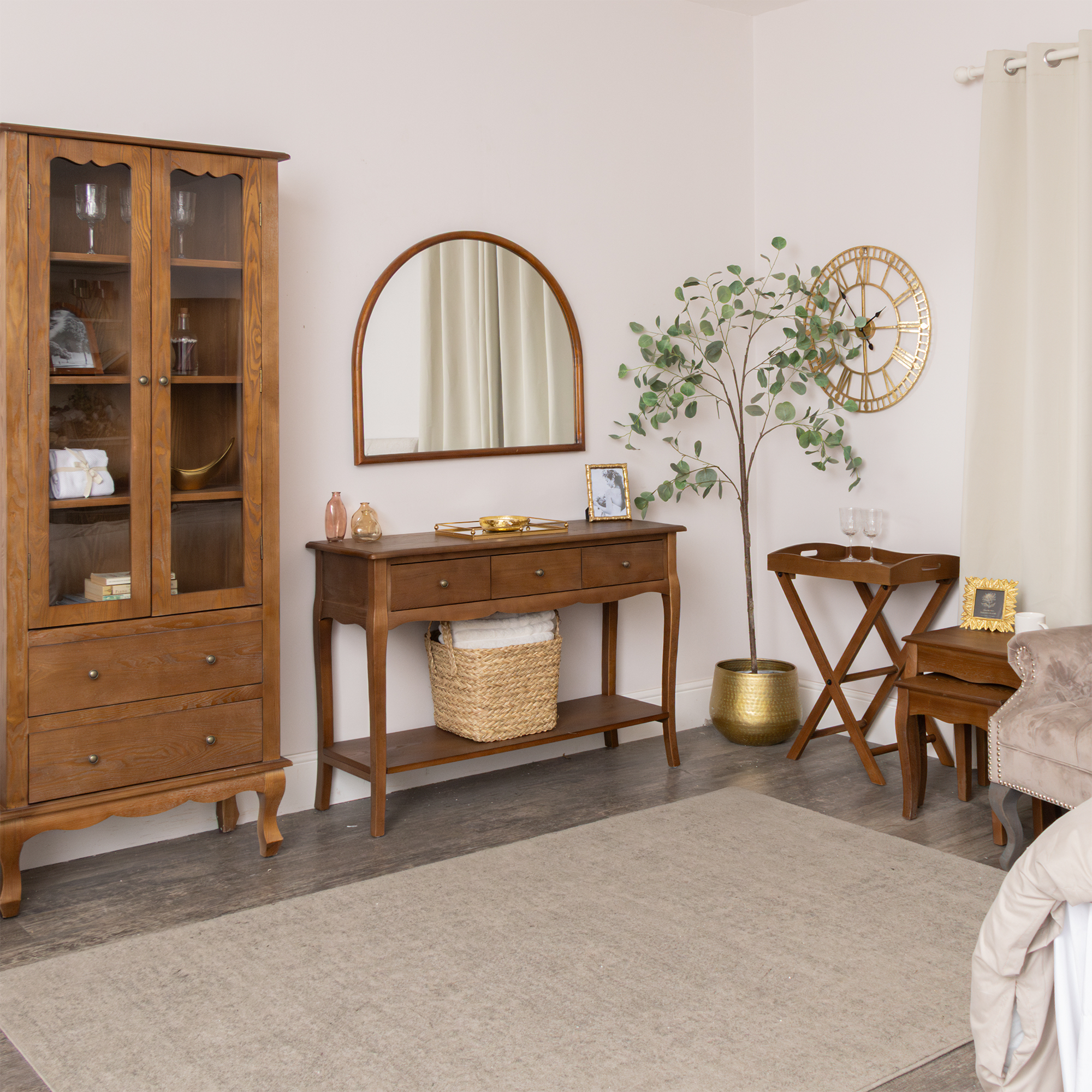 3 Drawer Dark Wood Console Table with Shelf - Ashwell Range