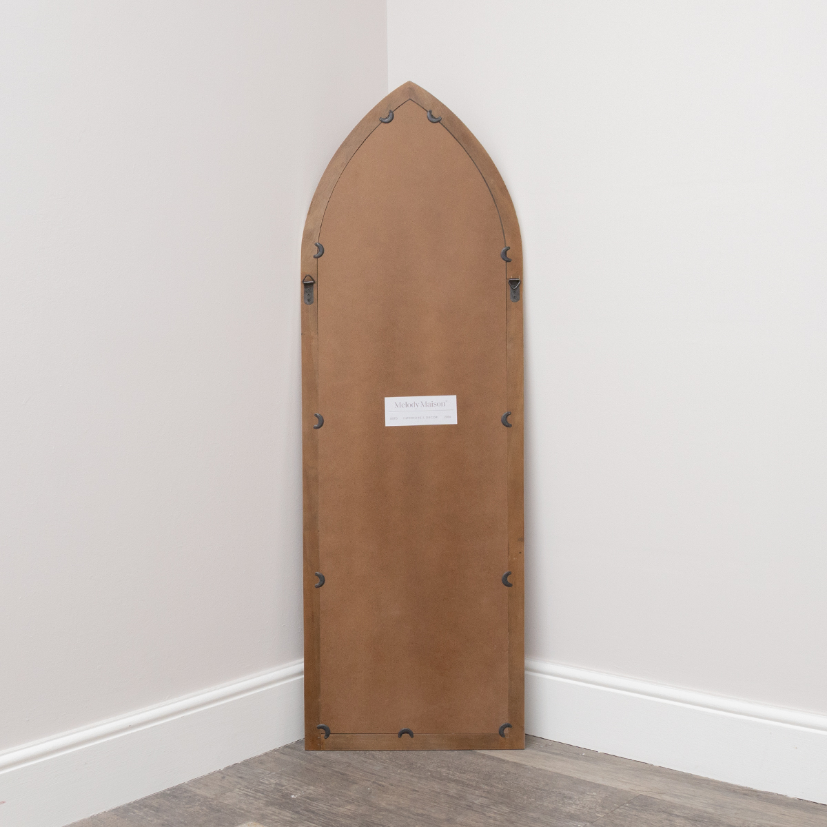 Arched White Distressed Chapel Fretwork Garden Mirror - 47cm x 142cm