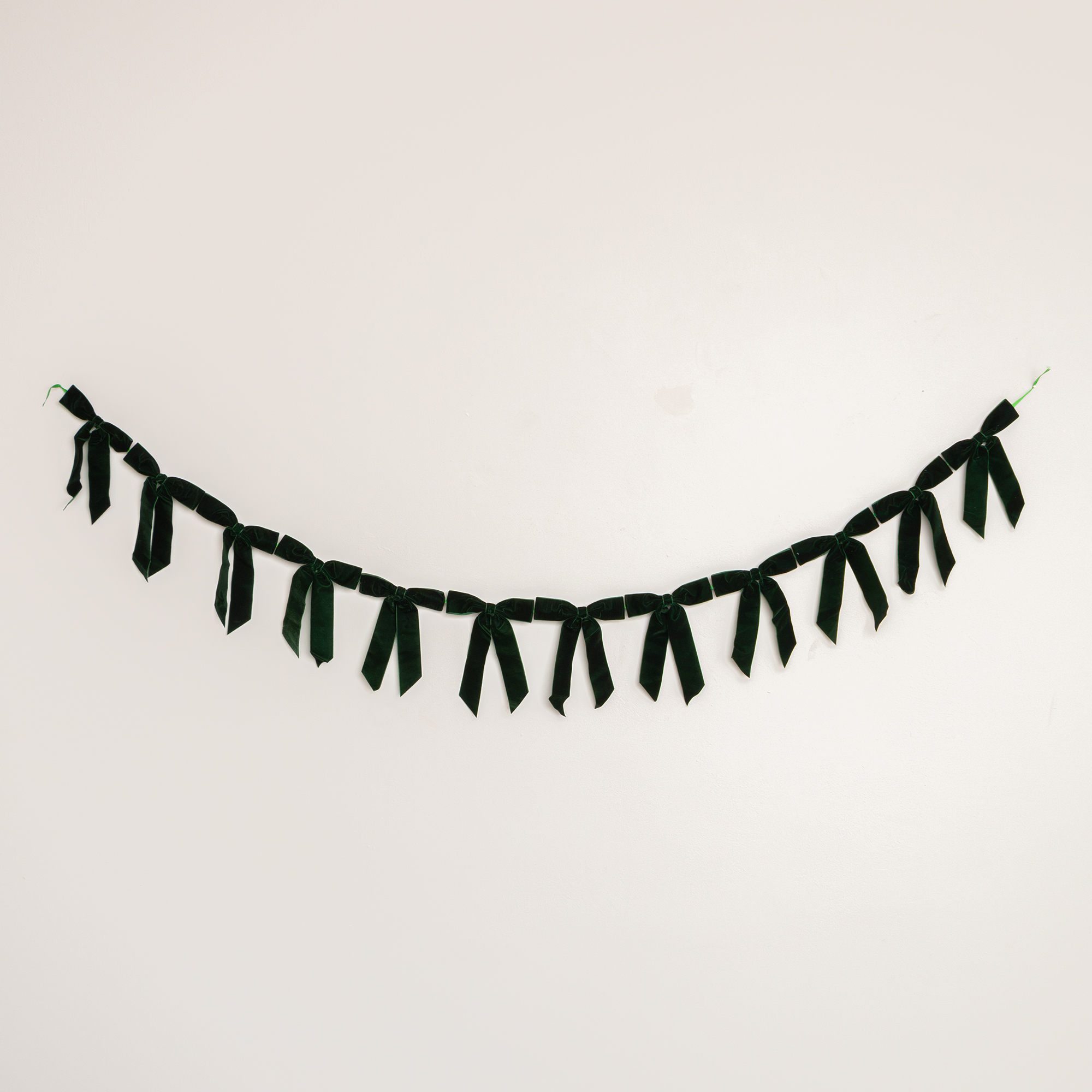 Dark Green Velvet Bow Christmas Garland Bunting - 200cm