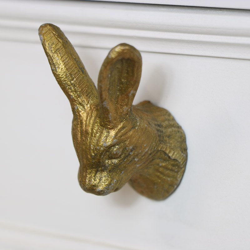 Gold Rabbit Head Drawer Knob