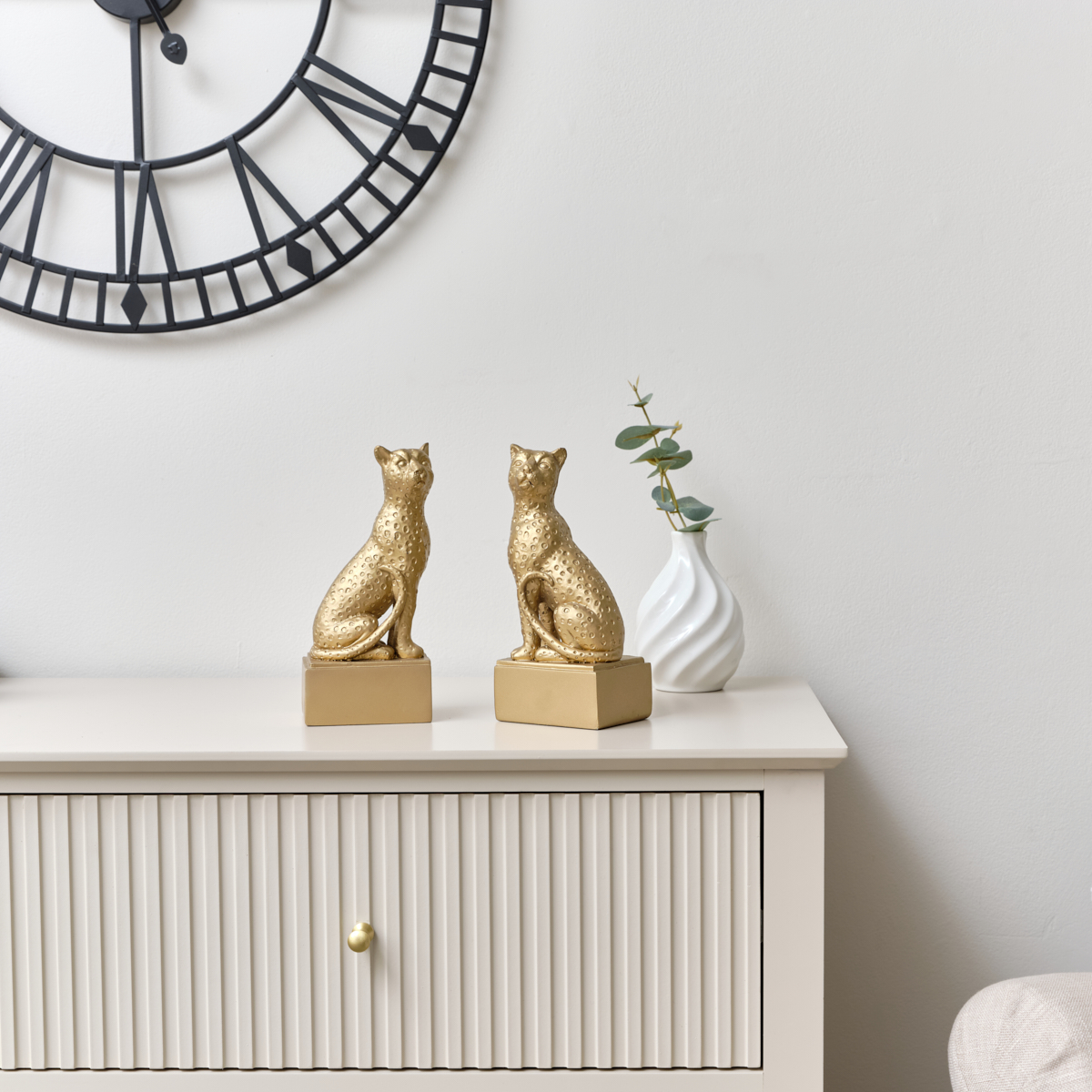 Gold Sitting Leopard Bookends