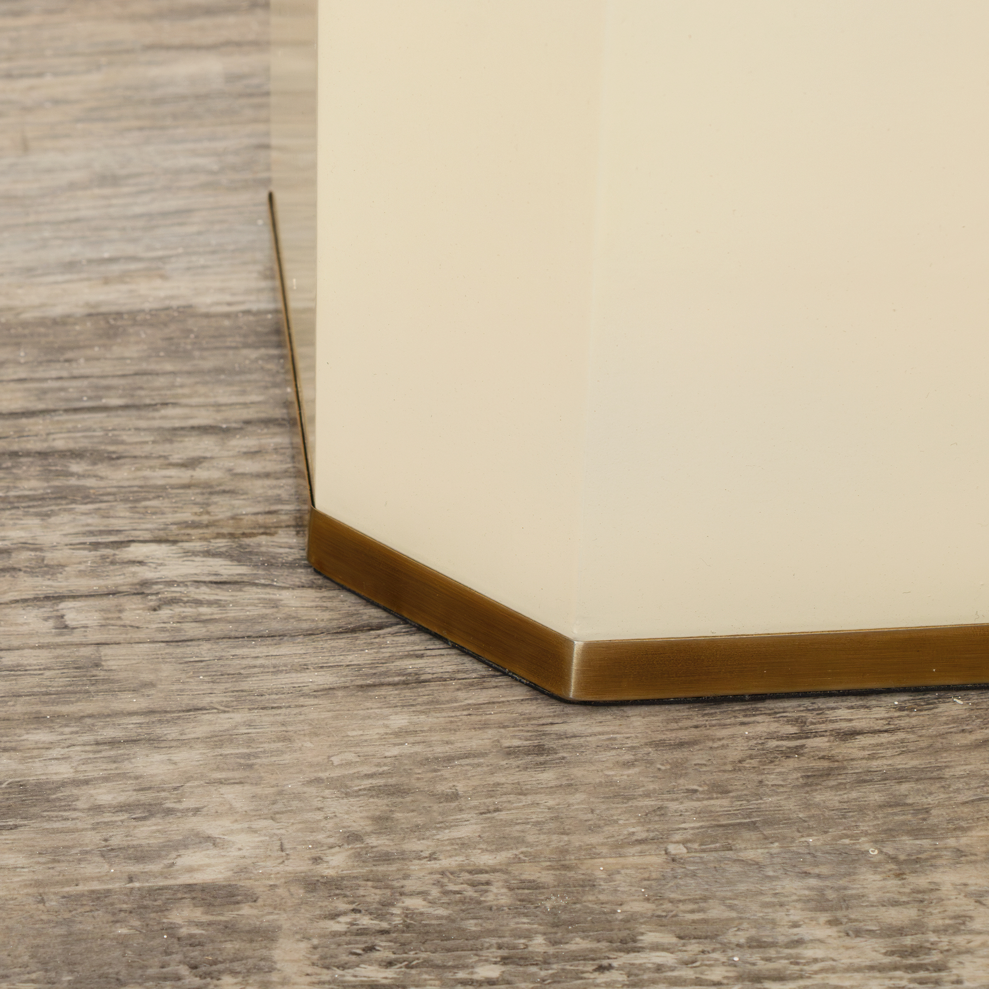 Hexagonal Cream & Gold Edge Wooden Waste Paper Bin