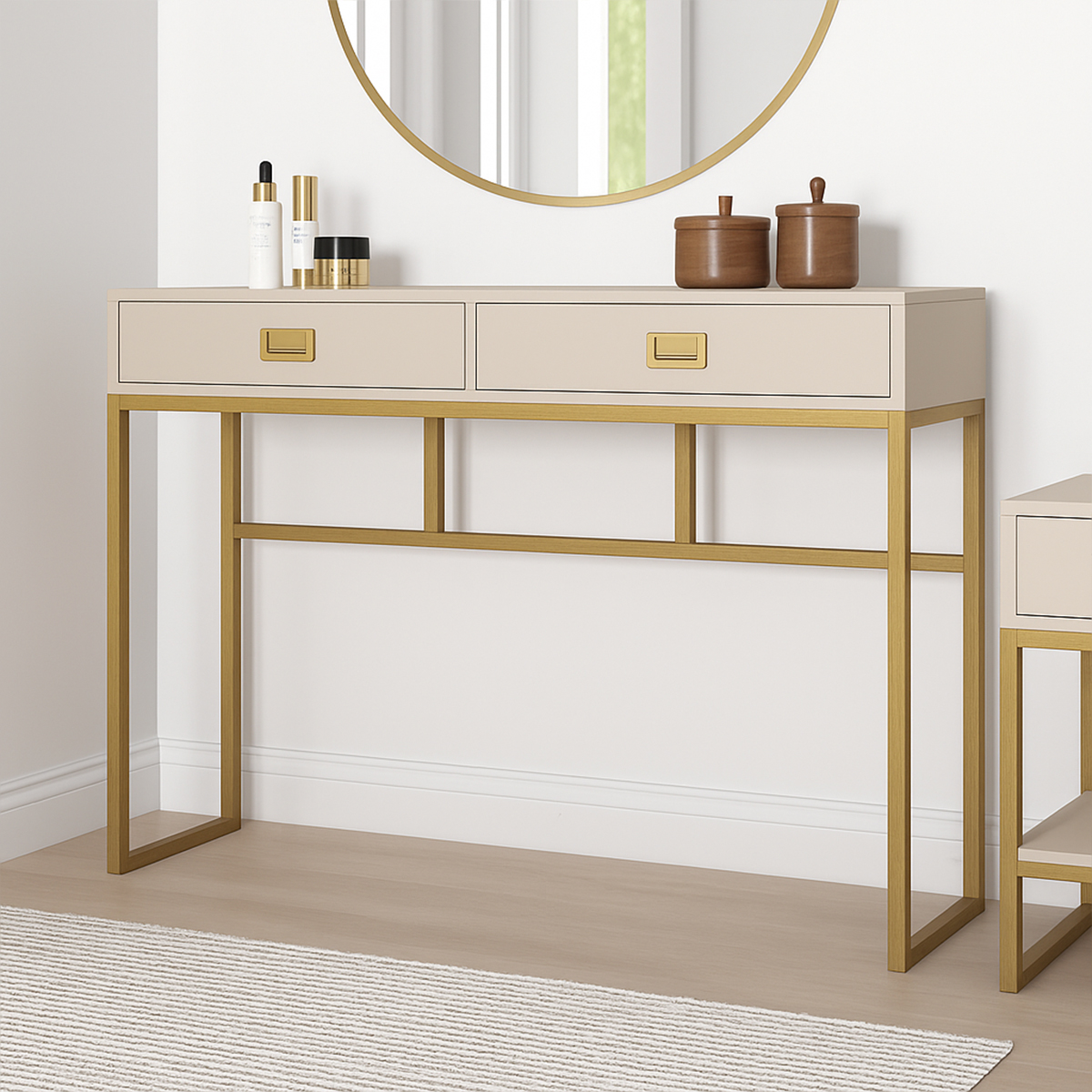 Large 2 Drawer Dressing Table and Pair of Bedside Tables - Elle Stone Range