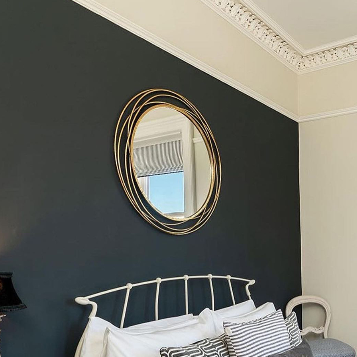 Large Round Brushed Gold Mirror - 88cm x 85cm