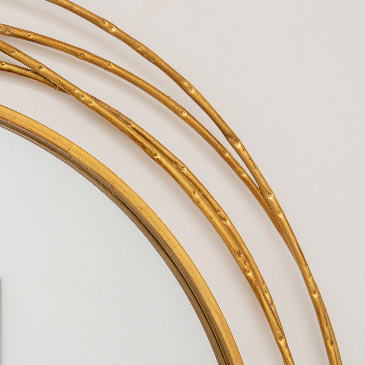 Large Round Brushed Gold Mirror - 88cm x 85cm