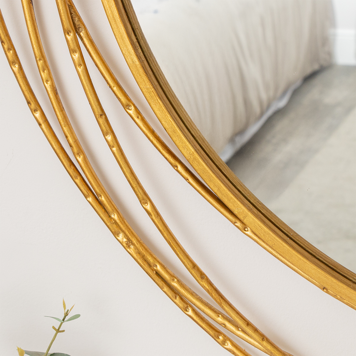 Large Round Brushed Gold Mirror - 88cm x 85cm