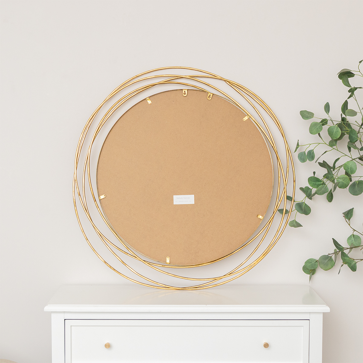 Large Round Brushed Gold Mirror - 88cm x 85cm