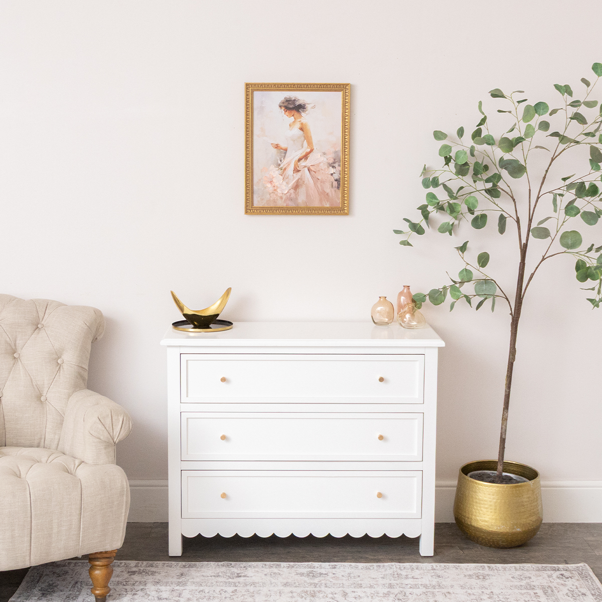 Large Vintage Ballerina Gold Framed Wall Print - 40cm x 50cm