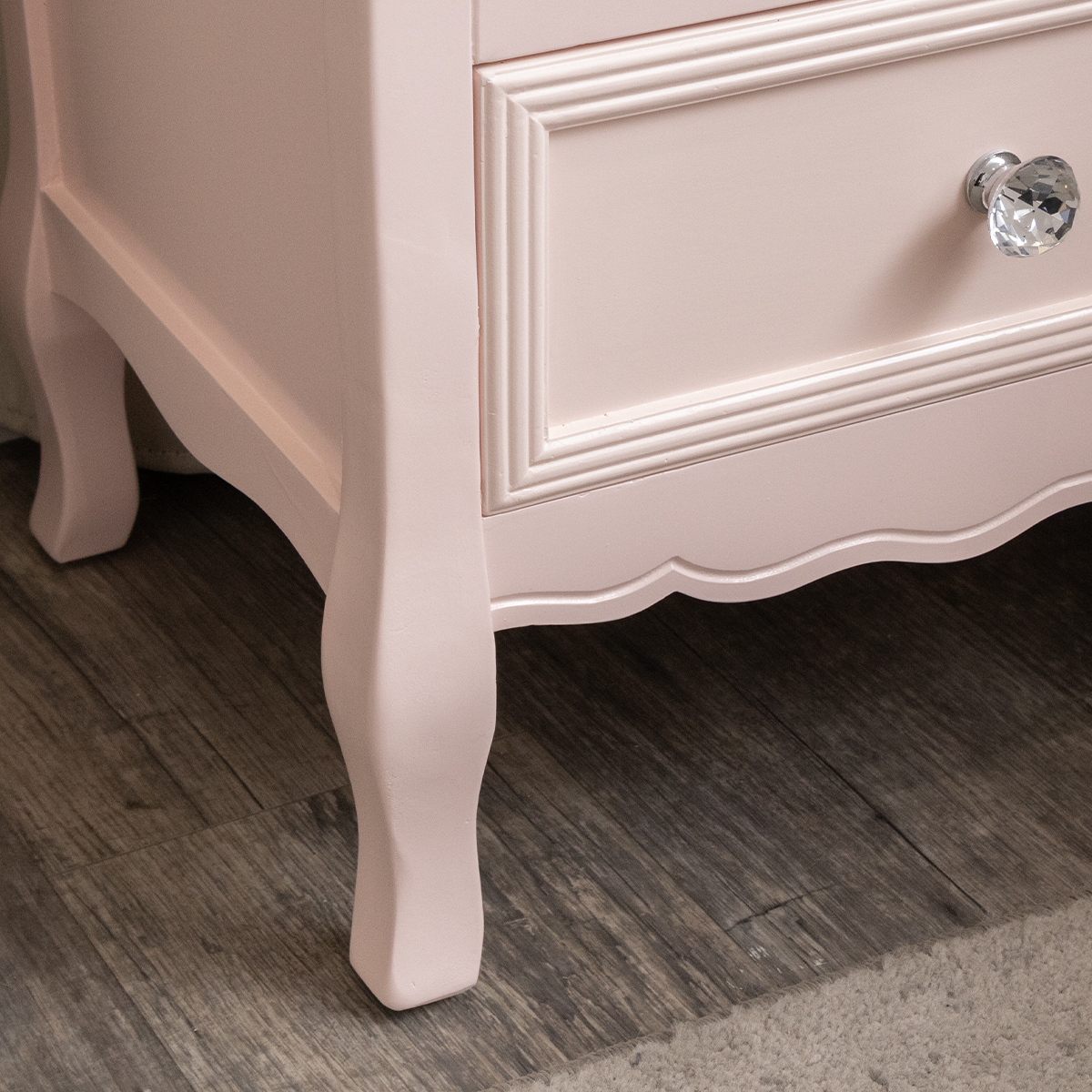 Pink Dressing Table, Mirror, Stool & Pair Bedside Tables - Sophia Pink Range