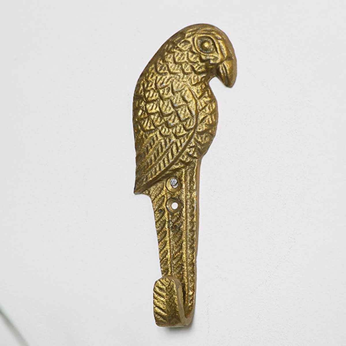 Rustic Gold Parrot Wall Hook 16cm x 6cm