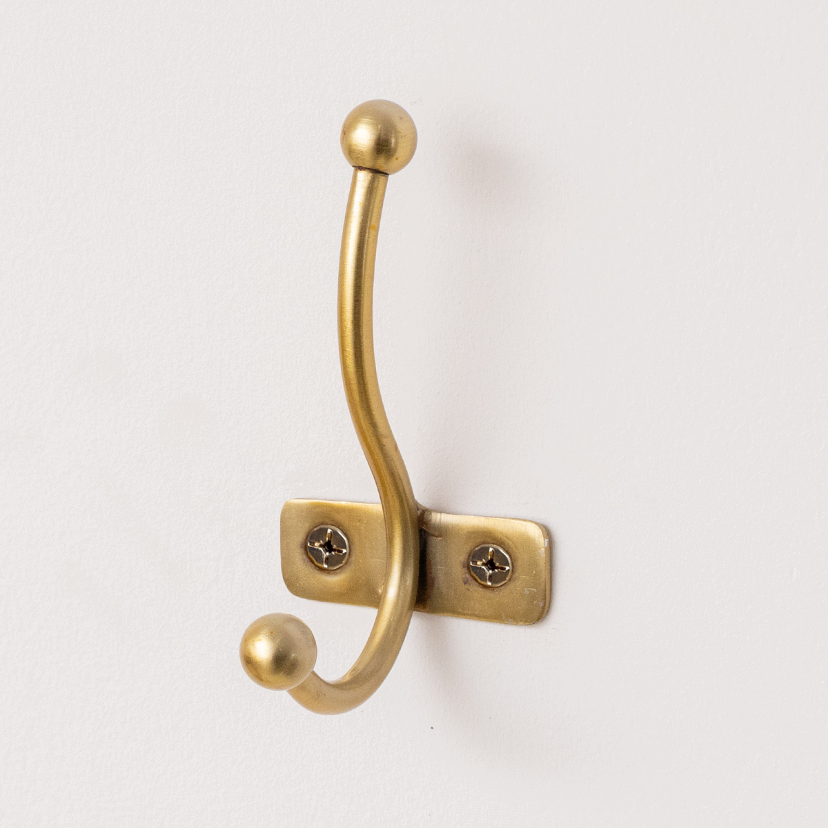 Set of 3 Antique Gold Metal Single Wall Hooks