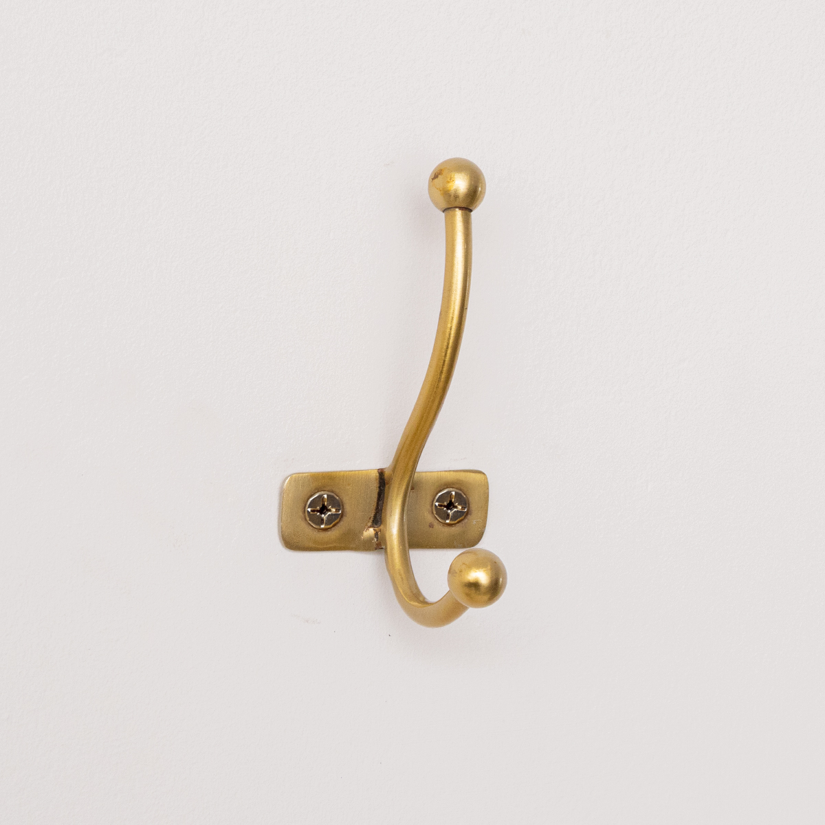 Set of 3 Antique Gold Metal Single Wall Hooks