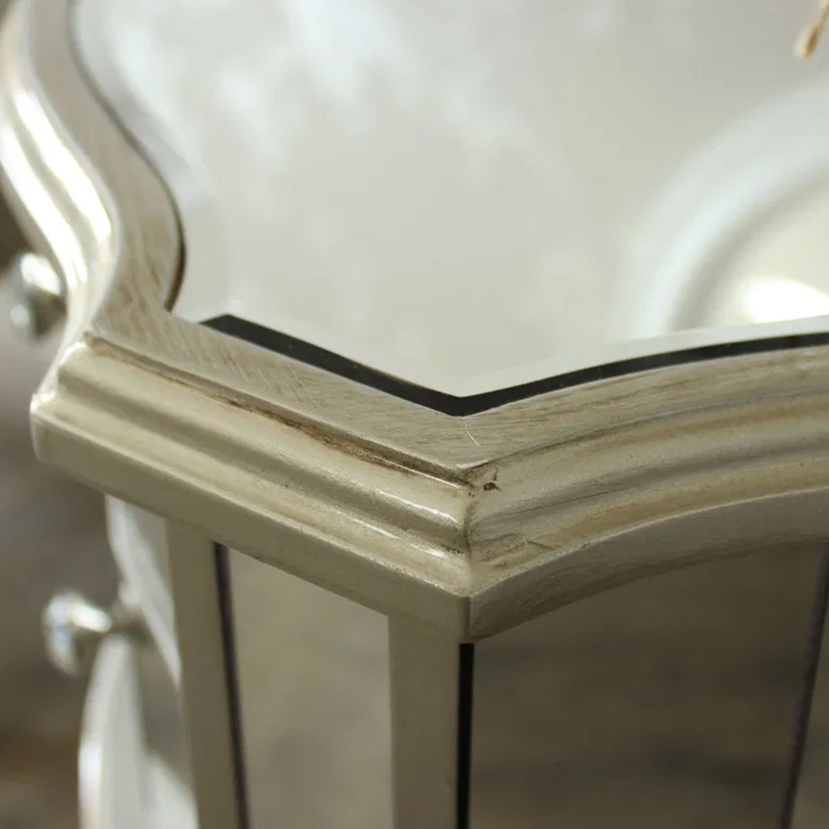 Silver Mirrored Bedroom Furniture, Chest of Drawers, Dressing Table Set & Bedside Tables - Tiffany Range