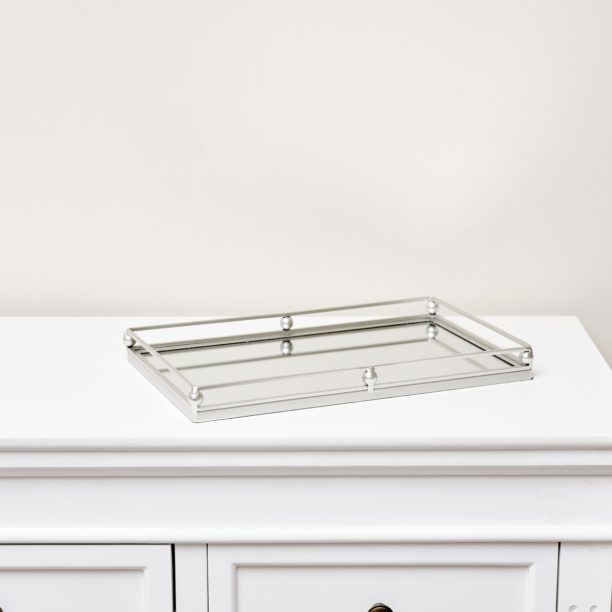 Silver Rectangle Mirrored Display Tray
