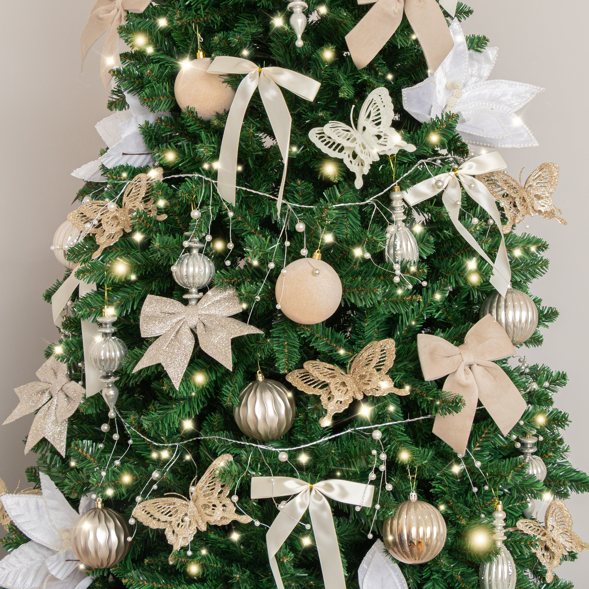 Silver Wire & Pearl Christmas Garland Decoration - 117cm