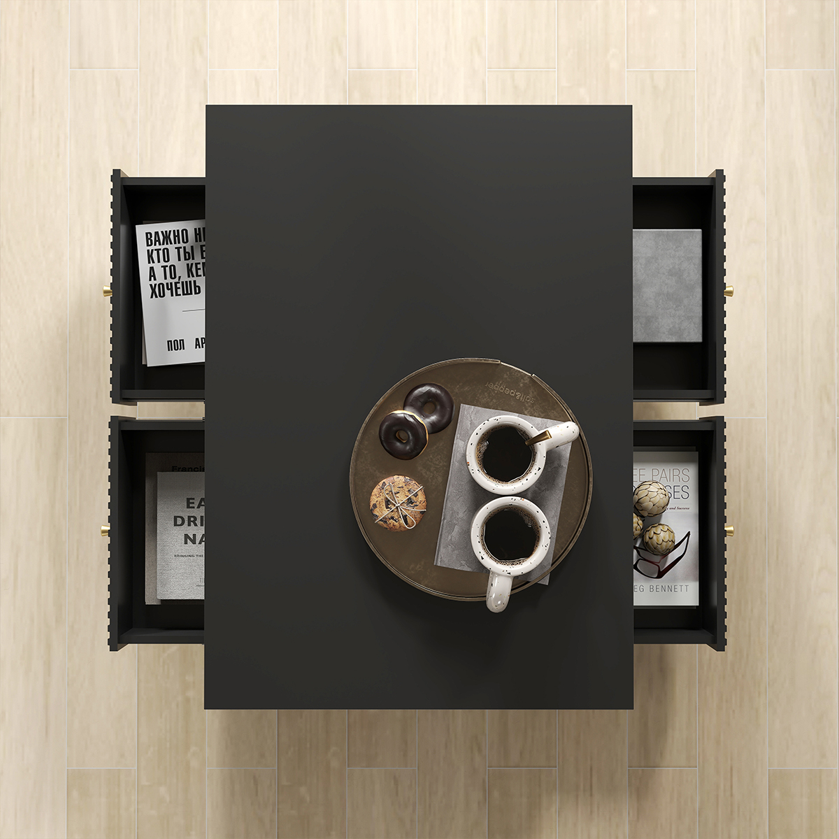 Two Drawer Coffee Table - Hales Black Range