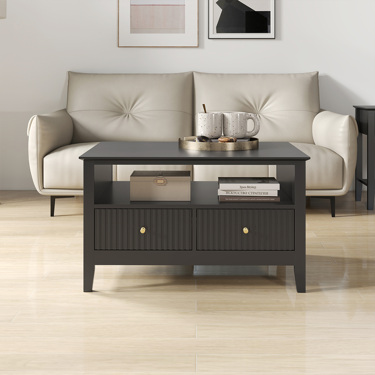 Two Drawer Coffee Table - Hales Black Range