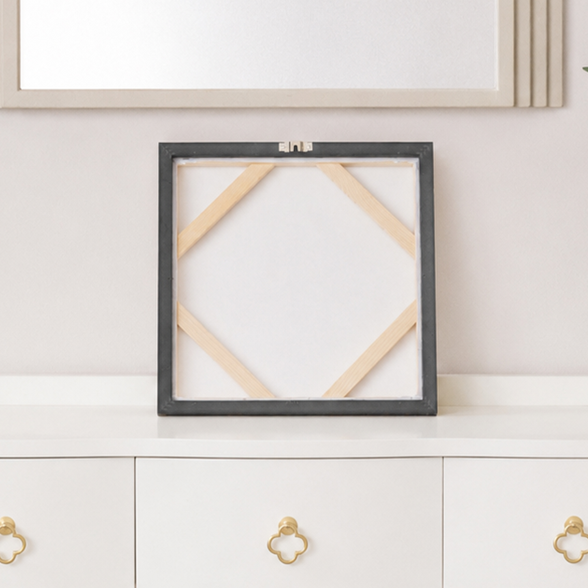 White & Blue Peony Flower Gold Framed Wall Art - 40cm x 40cm